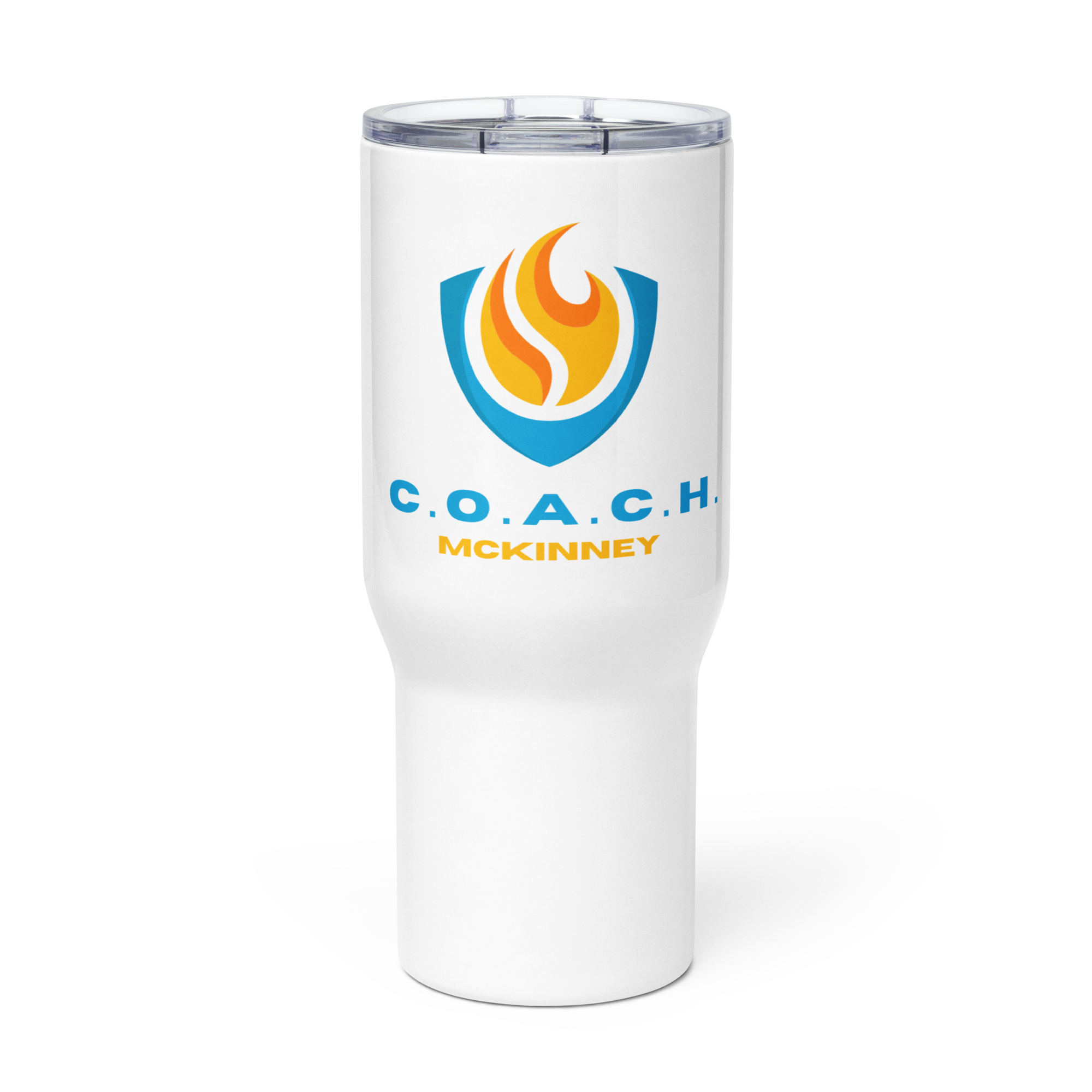coach mckinney travel mug with a handle