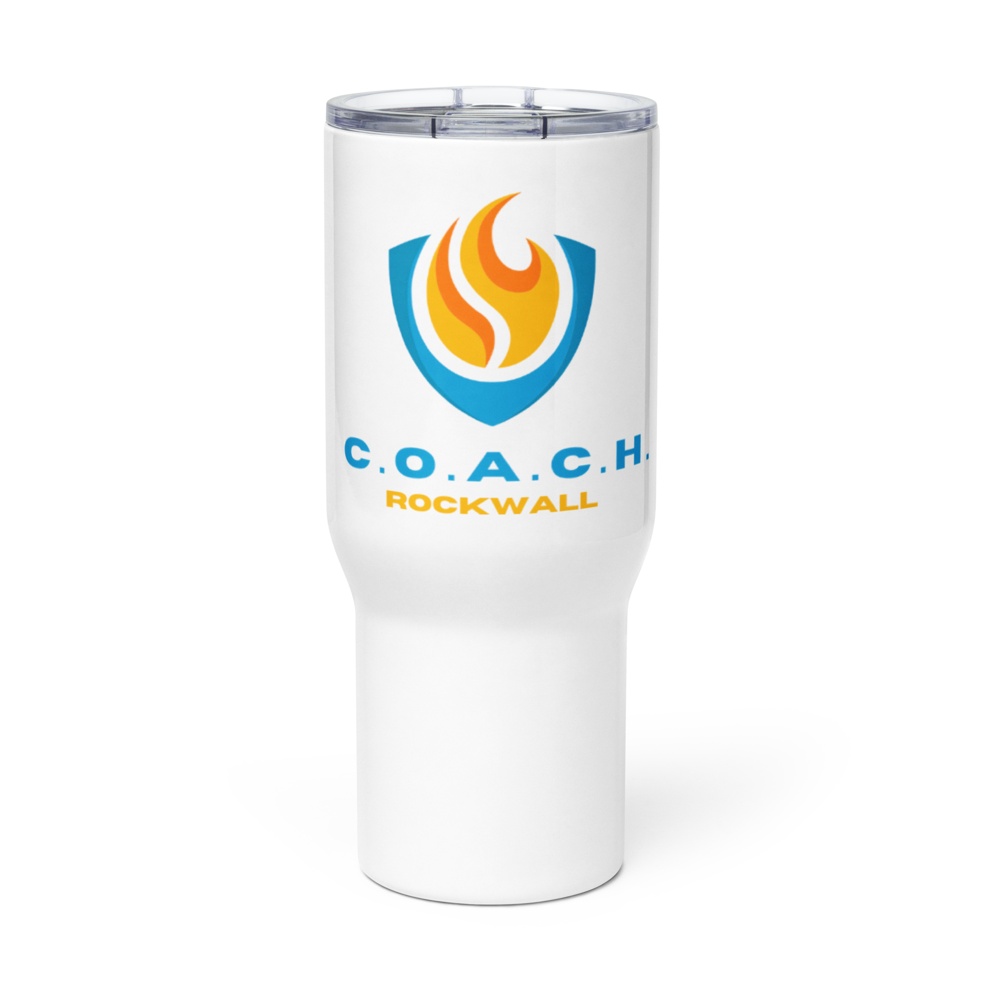coach rockwall travel mug with a handle